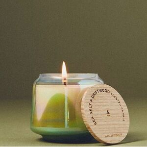 Anthropologie NWT Gather Sea Salt & Diftwood Glass Jar Candle With Lid 5.82oz